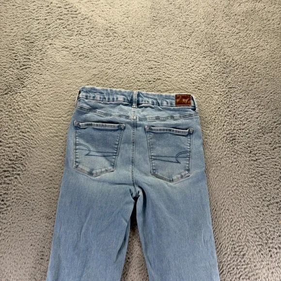 American Eagle Outfitters Luxe Jeans Womens 10 Blue Denim Flared Faded Stretch - Picture 6 of 13
